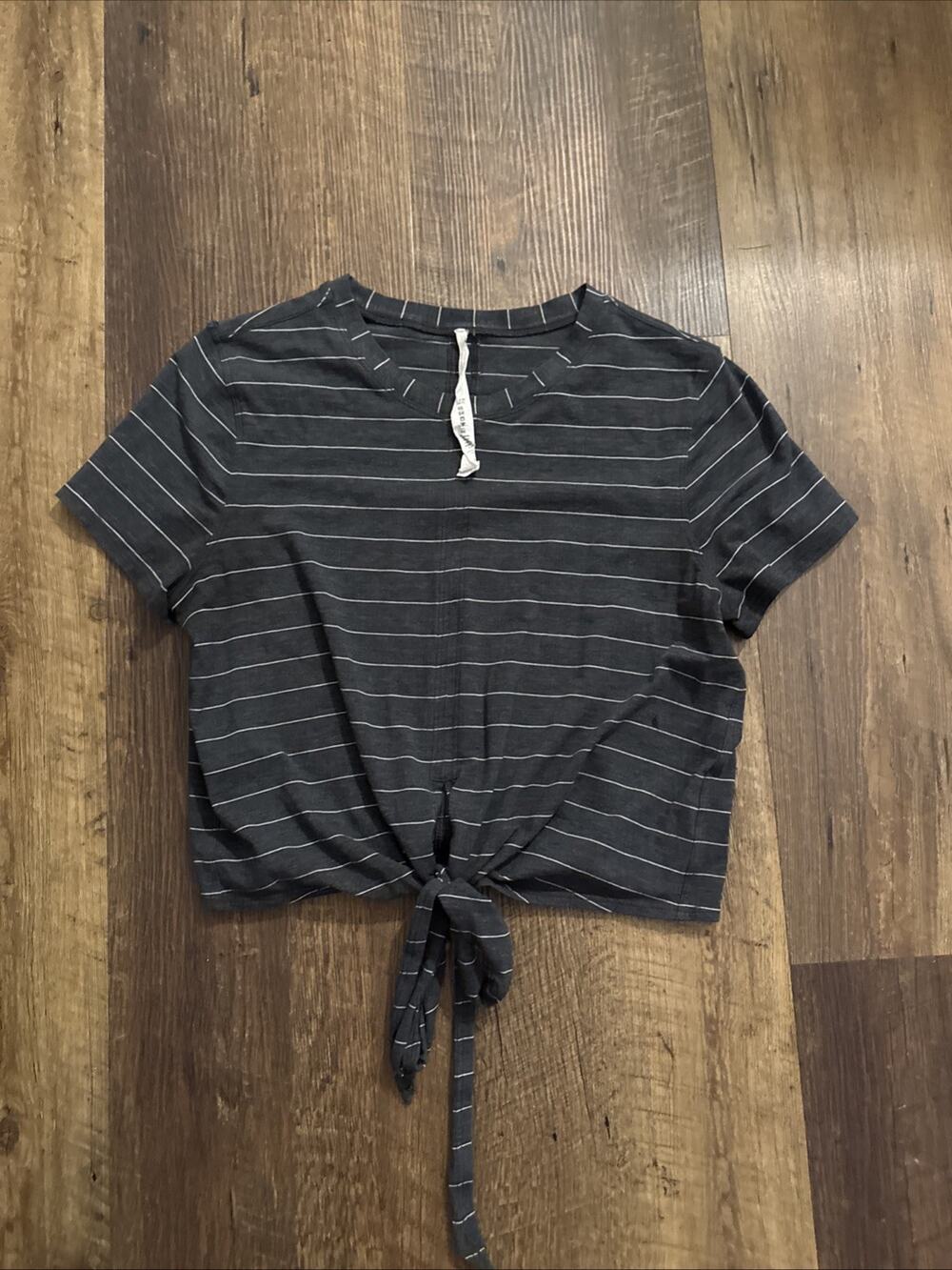 Lululemon Time To Restore Short Sleeve Short Serve Stripe Heathered Gray Tee 4